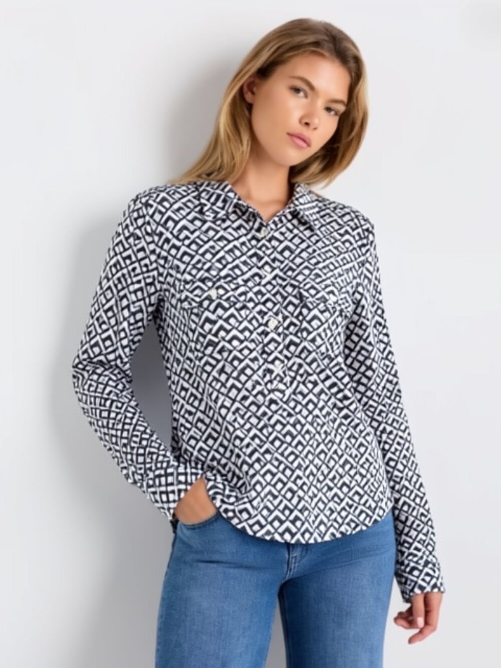 Ann Taylor LOFT Womens Top Blouse Popover Long Roll Tab Sleeves Size XS